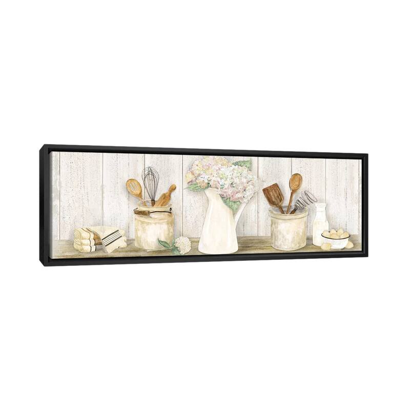iCanvas "Vintage Kitchen Panel" by Tara Reed Framed Canvas Print - 24x72 - Black