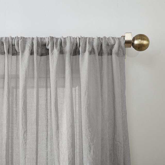 No. 918 Ladonna Crushed Texture Semi-Sheer Rod Pocket Curtain Panel, Single Panel