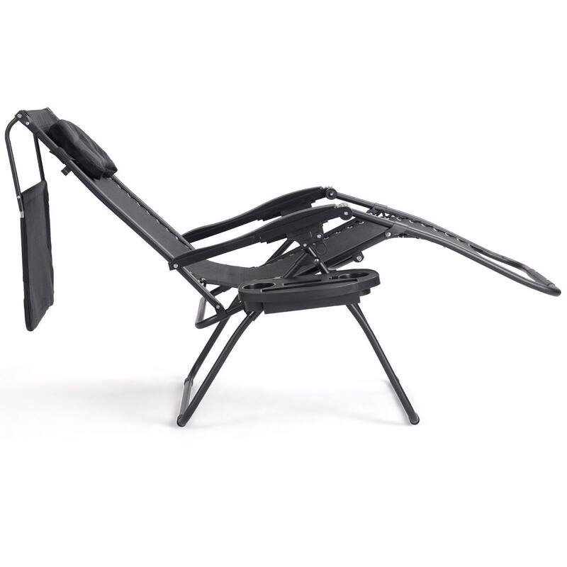 Gymax Folding Recliner Zero Gravity Lounge Chair W/ Shade Canopy Cup
