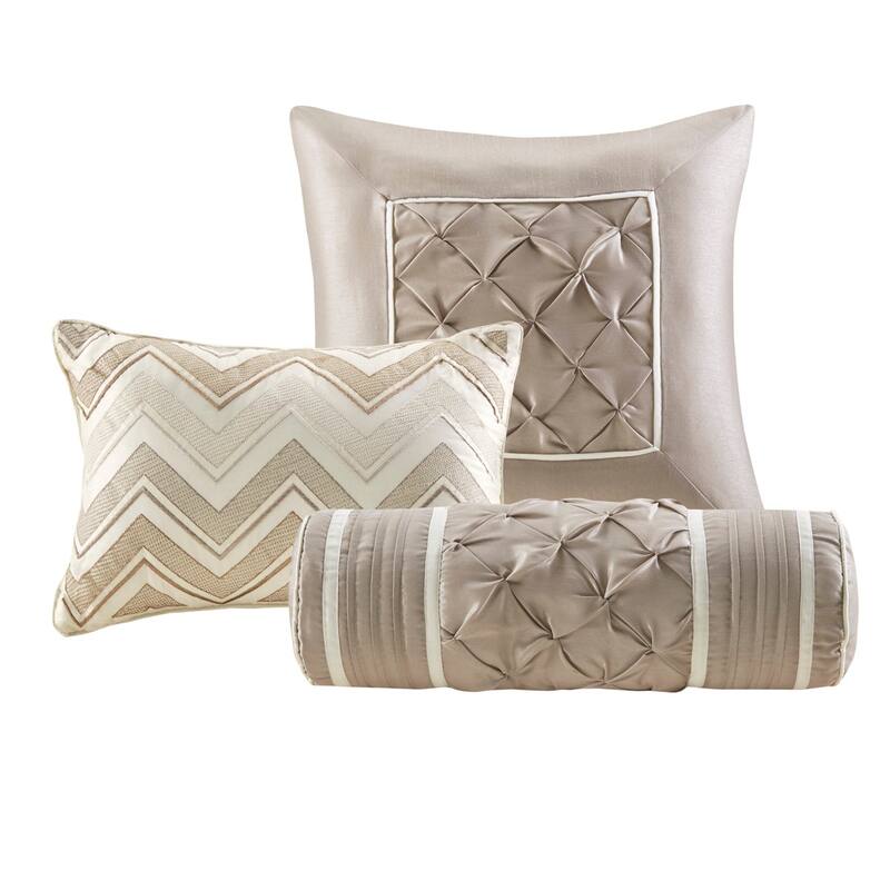 GDF Studio - Laurel 7-Piece Tufted Comforter Set with Decorative Pillows