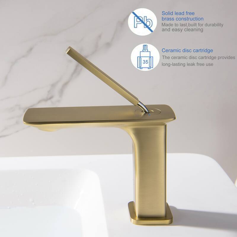 Modern Square Deck Mounted Single Hole Bathroom sink Faucet in Black