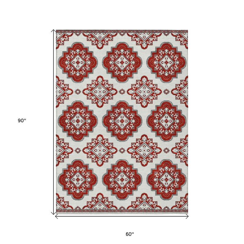 HomeRoots Medallion Transitional Rectangle Outdoor Rug