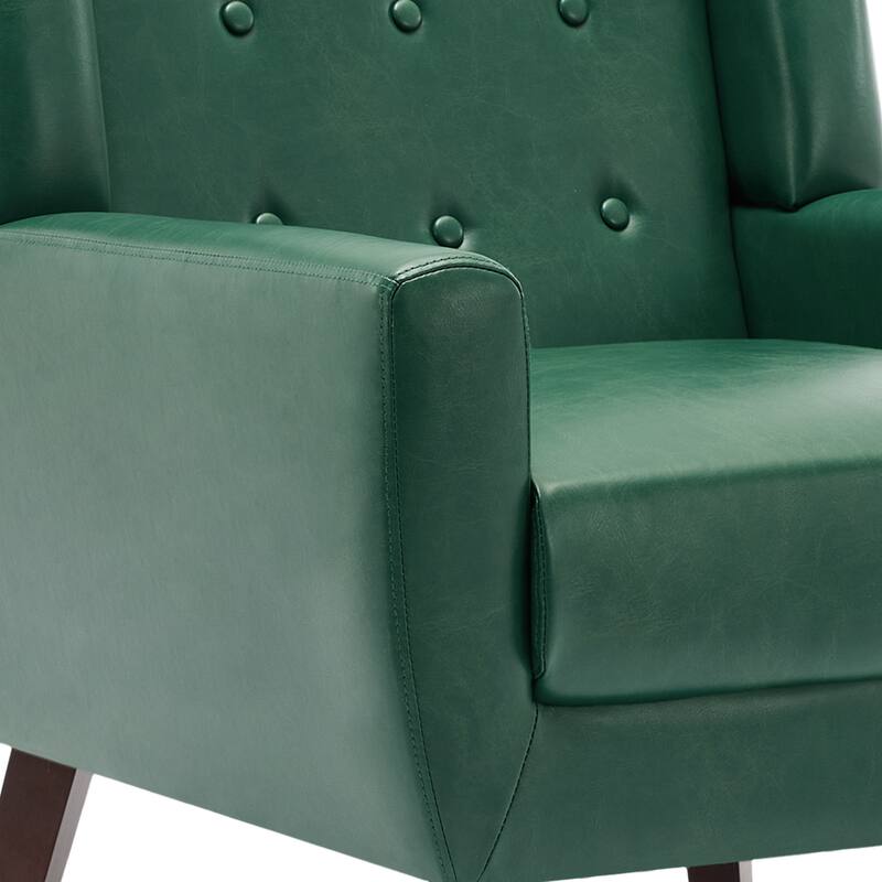 2 Set Modern Tufted Linen Upholstered Accent Chair Faux Leather Armchair
