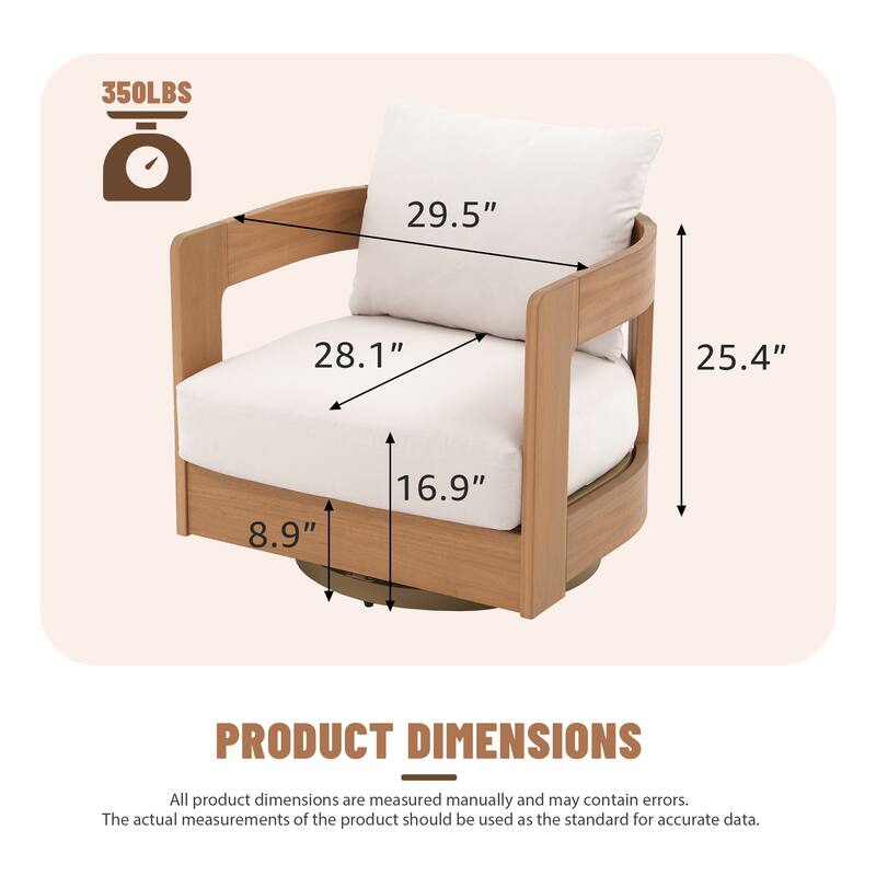 Outdoor Swivel Chair Conversation Set 360-Degree Solid Wood Eucalyptus