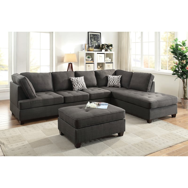 Cocktail Ottoman Dorris Fabric Ash Tufted Seats Ottomans 1pc Cocktail Ottoman Only