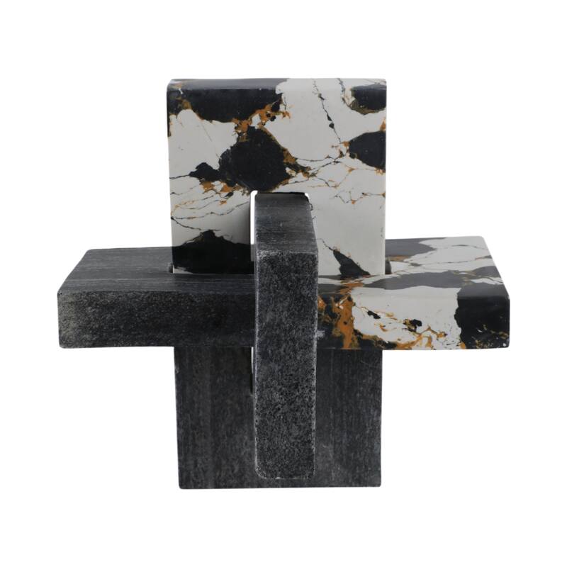 Stone Marble Decorative Object Geometric Sculpture Handcrafted Accent