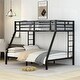 preview thumbnail 1 of 16, Metal Bunk Bed with Side Ladders, Guardrail Twin XL over Queen - Black