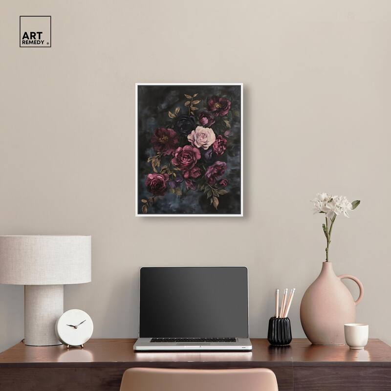 Vintage Dark Roses Canvas by Art Remedy