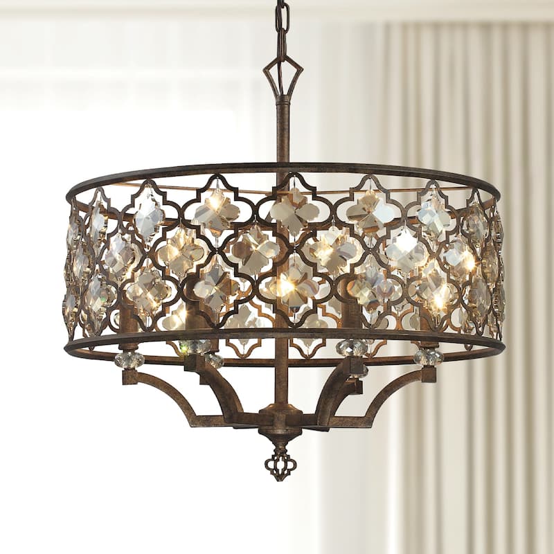 Elk Home Armand Weathered Bronze With Bronze Shade 6 Light Chandelier