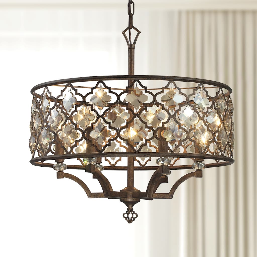 Elk Home Armand Weathered Bronze With Bronze Shade 6 Light Chandelier