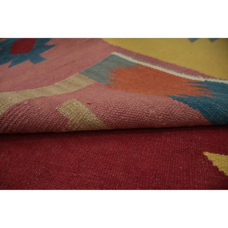 Hand Woven Oriental 100% Wool Carpet Southwestern Tribal Multi-Colored Kilim Area Rug - 9' 9'' X 7' 10''