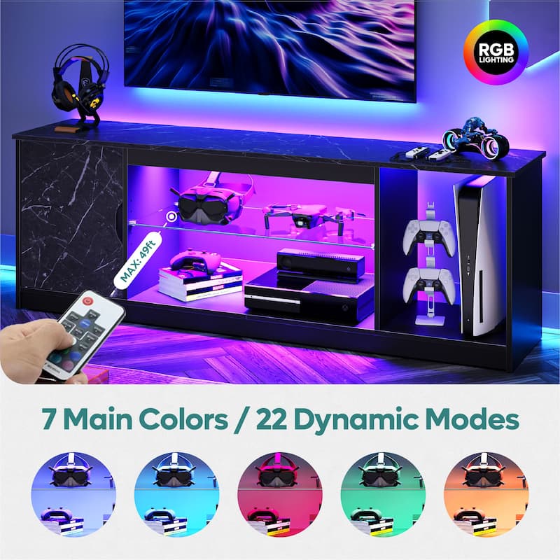 Modern TV Stand for up to 65" TVs Gaming Entertainment Center with Adjustable Shelves for PS5 - 58 inches