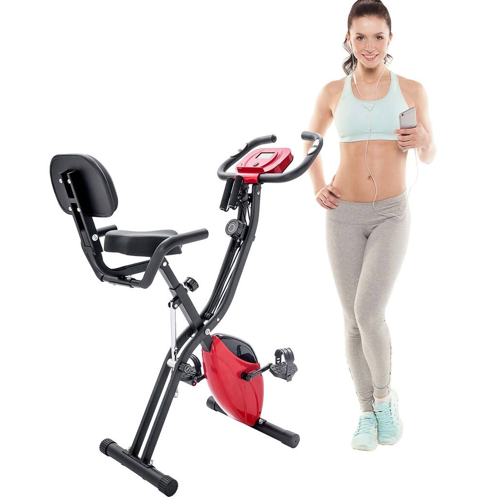 Folding Exercise Bike, Fitness Upright and Recumbent X-Bike - 30.7'' x 19.7'' x 42.3''