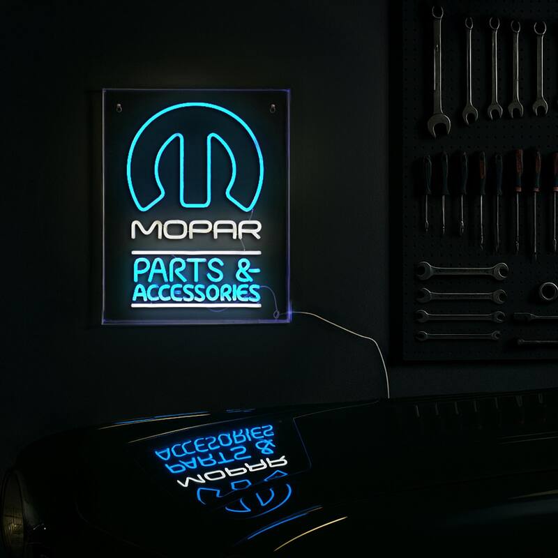 Licensed Mopar Parts & Accessories Acrylic LED Wall Decor Sign - 16" x 20" - 16" x 20"
