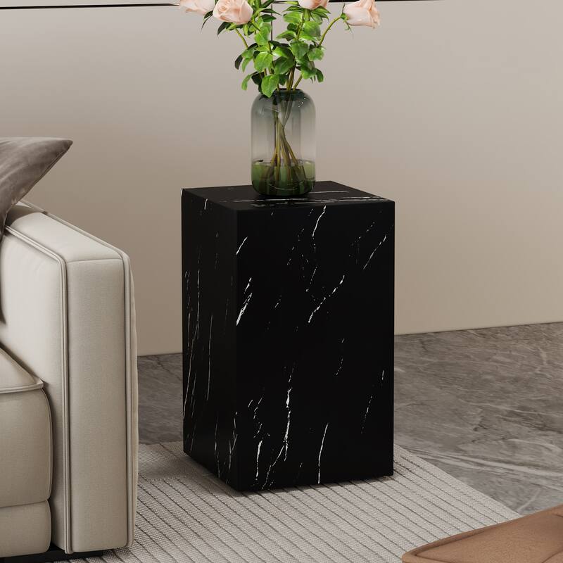 Modern Stylish Coffee Table Rectangular Coffee Table with Black Marble Texture Sticker, for Living Room