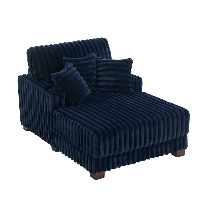 Modern Upgraded Plush Fabric Sofa Chaise Lounge with Pillows