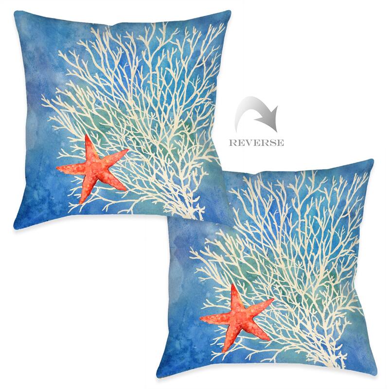 Laural Home Coral Starfish Splash Indoor Decorative Pillow