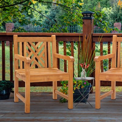 Chic Teak Chippendale Teak Wood Indoor/ Outdoor Dining Arm Chair
