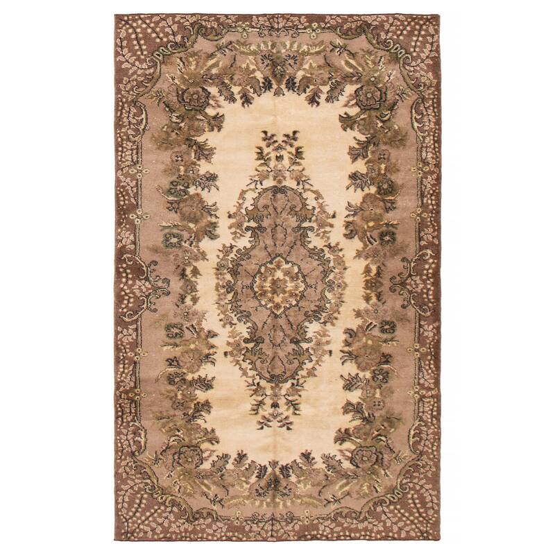 ECARPETGALLERY Hand-knotted Melis Vintage Cream Wool Rug - 5'3 x 8'8 - Cream - 5'3 x 8'8
