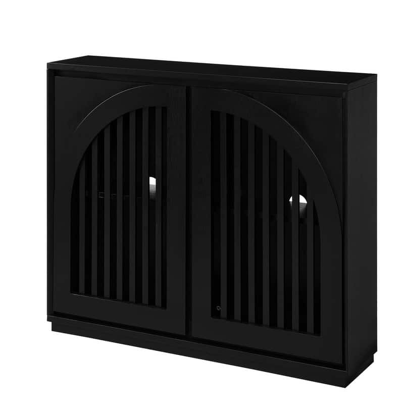 Mid Century Modern Fluted Sideboard Buffet with Storage and Outlet Holes for Living Room Entryway Hallway Kitchen Coffee Bar