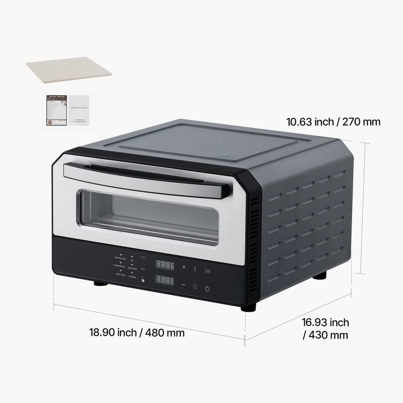 12 Inch Electric Pizza Oven with Pizza Stone, 750℉ High Temp Pizza Maker, Dual Heat Control, 5 Presets