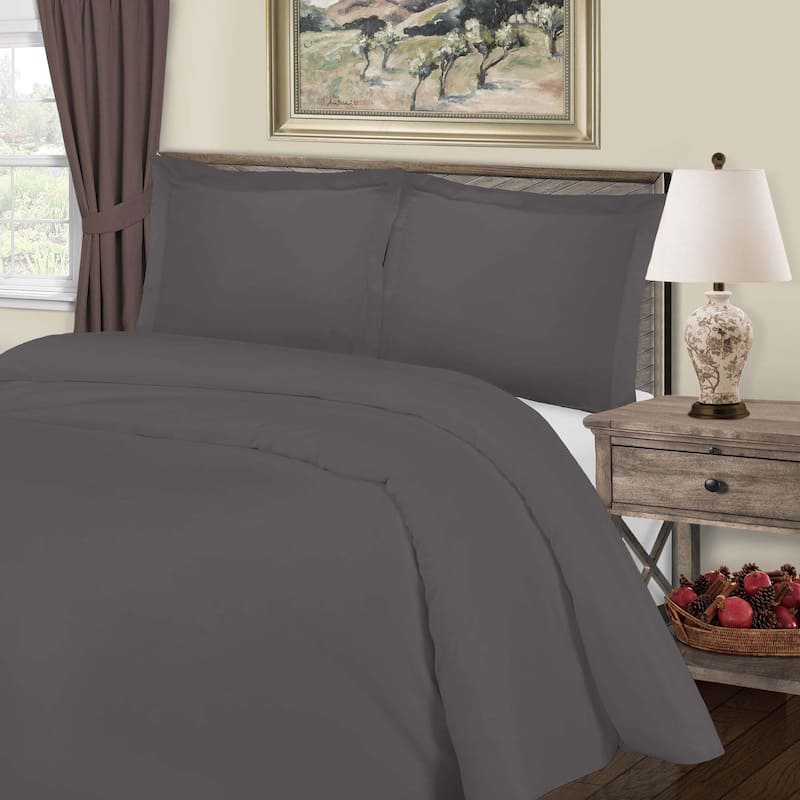Superior 800 Thread Count Cotton Blend Duvet Cover Set - Grey - Full - Queen
