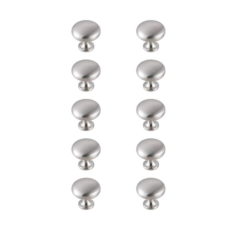 Carmen 1.2" Diameter Mushroom Knob Multipack (Set of 10) - Brushed Nickel