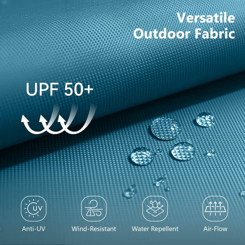 MAISON ARTS 13ft Double-Sided Outdoor Umbrella, 2-Tier Vented Market Umbrella with Colored Lights and Base
