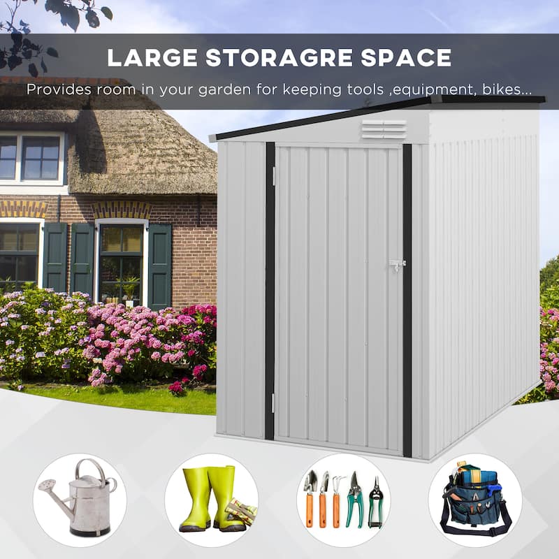 Outdoor Rust-proof Metal Storage Shed with Lockable Door Tool Shed Garden Shed, Water-proof, Air Vents