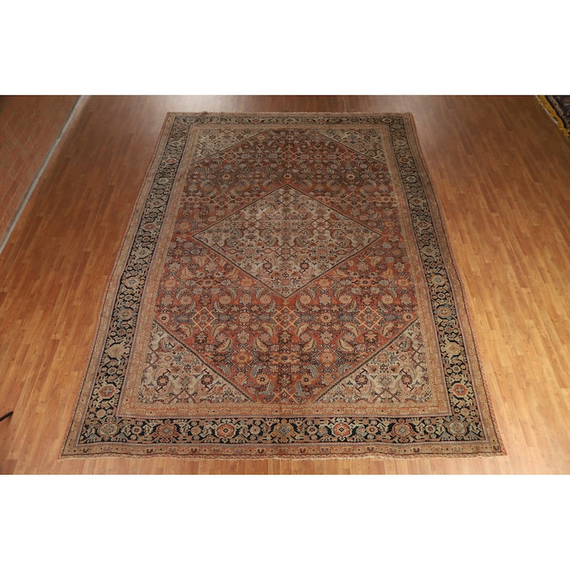 Hand Knotted Oriental 100% Wool Carpet Traditional Medallion Oranges & Rust Mahal Area Rug - 14' 5'' X 10' 11''
