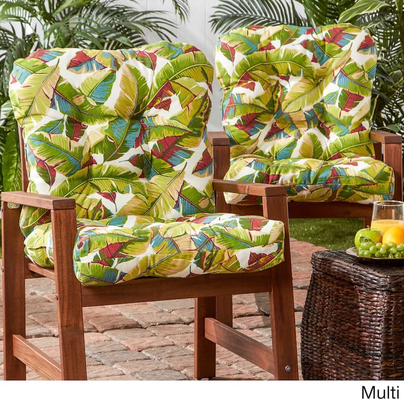 Palm Leaves 21 x 42-inch Outdoor Seat/Back Chair Cushion (Set of 2) (Cushions Only)