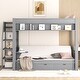 preview thumbnail 4 of 10, Full over Full Size Convertible Wooden Bunk Bed with Storage Staircase, Bedside Table, and 3 Drawers,Daybed
