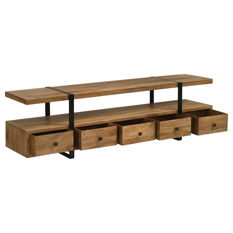 Otto 5-Drawer Mango Wood 70" TV Stand Media Console Brown