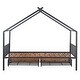preview thumbnail 11 of 12, Black Twin Size Metal House Bed with Two Drawers and Roof for Kids, Boys and Girls, Bedroom