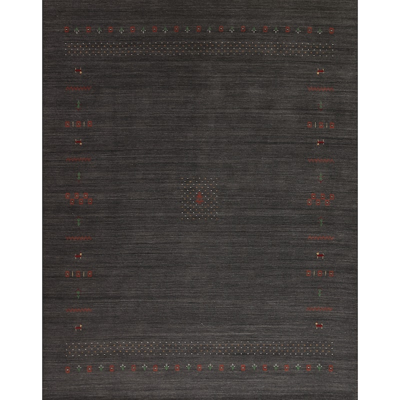 Gabbeh Oriental Area Rug Hand-Knotted Wool Carpet - 8'4"x 9'10"