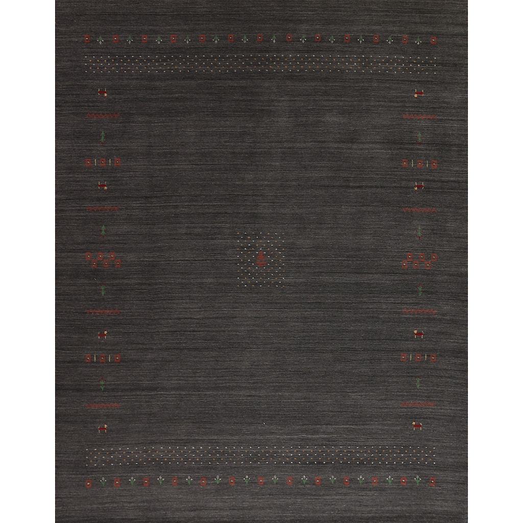 Gabbeh Oriental Area Rug Hand-Knotted Wool Carpet - 8'4"x 9'10"