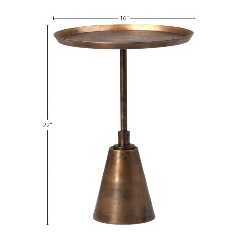 Blake Round Aluminum Oil Brass Finished Pedestal Base End Table