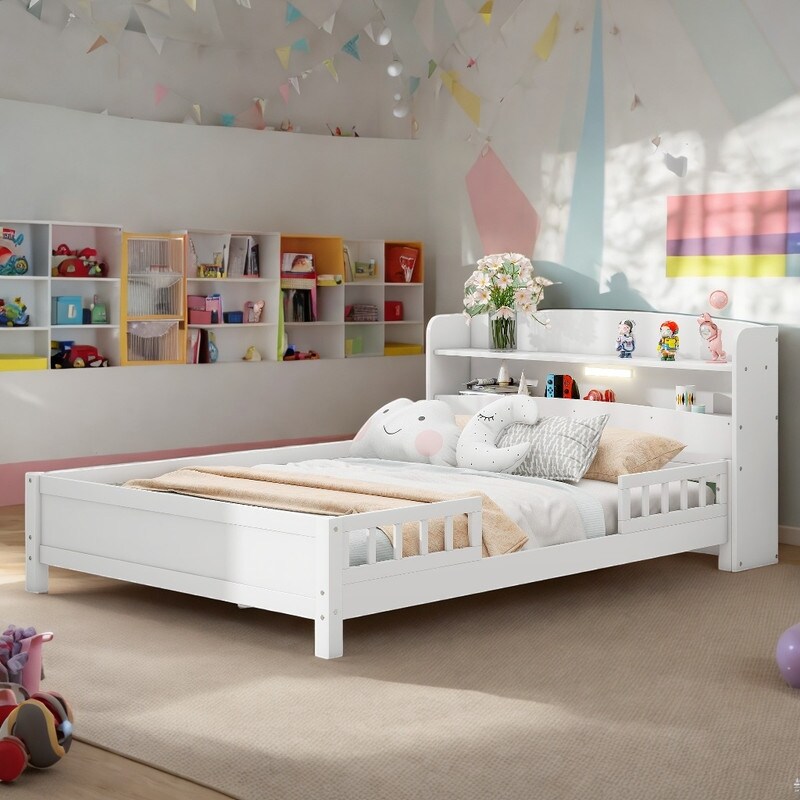 White full size bed for girl discount