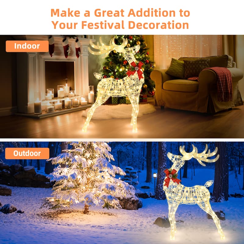 Lighted Christmas Reindeer Outdoor Christmas Decorations w LED Lights