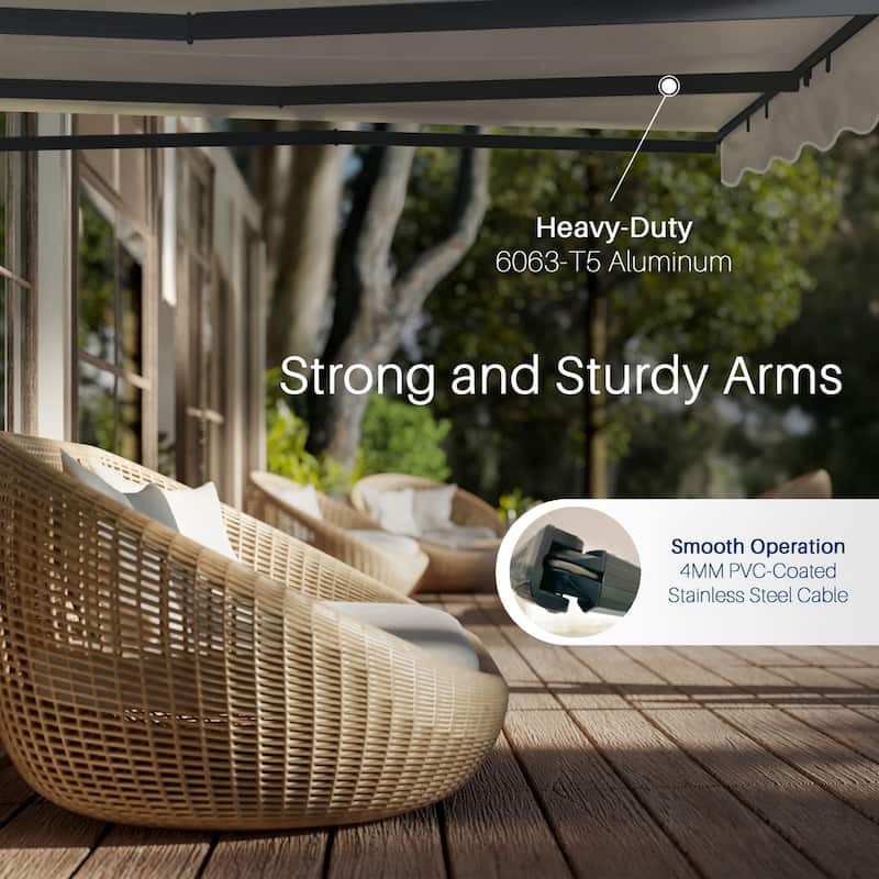 ALEKO Moroccan Semi-Cassette Motorized Patio Awning - Ivory Cream - 20 x 10 Feet