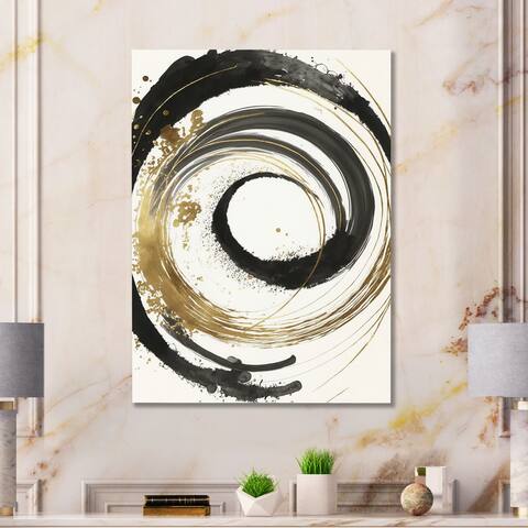 Designart 'Black And Gold Curves IV' Modern Canvas Wall Art