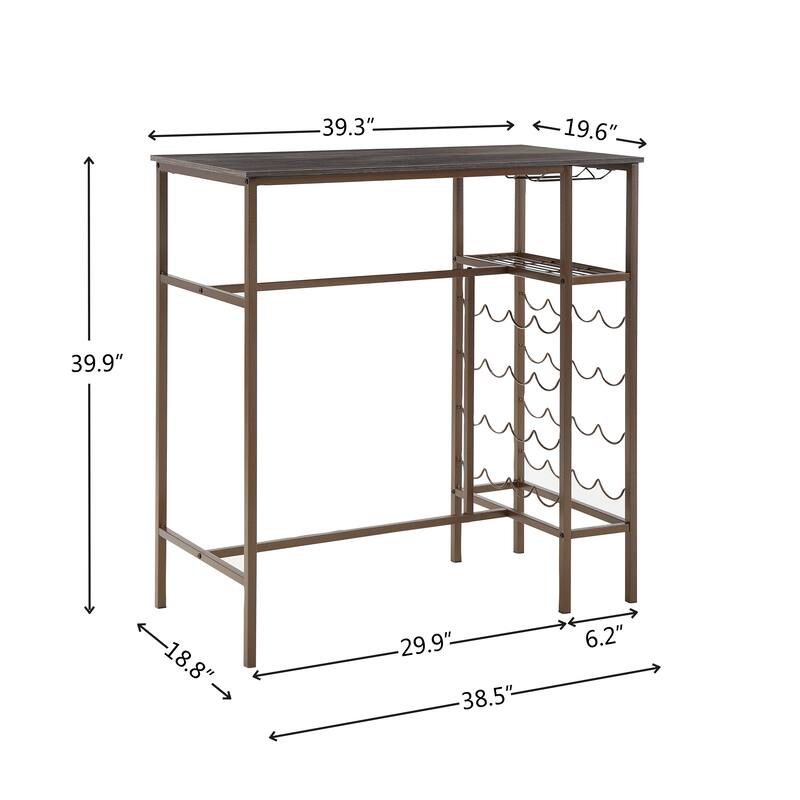 3PCS Dining Table Set Kitchen Bar Table with Two Stool and Wine Rack