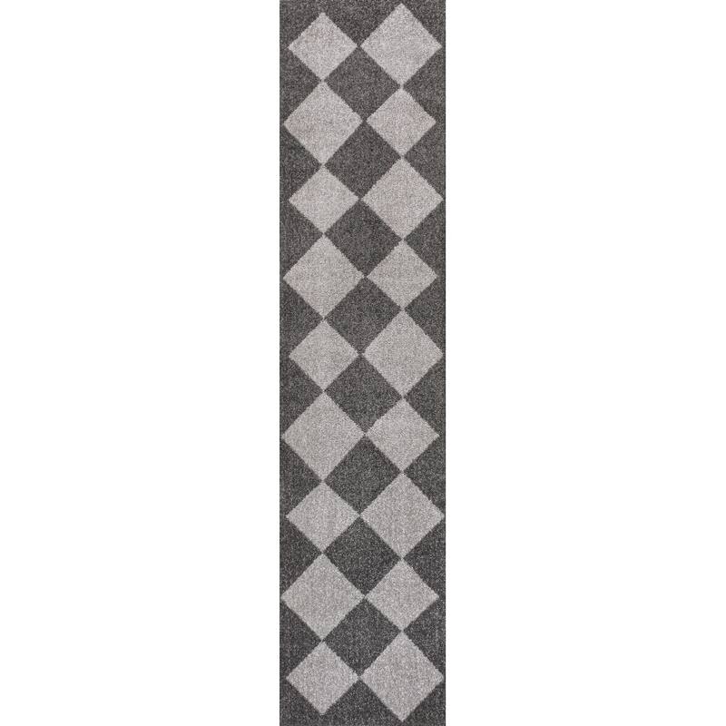 JONATHAN Y Porter Classic Geometric Diamond Pattern Rug - 2 X 8 - Dark Gray/Light Gray