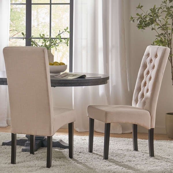Tall back Natural Fabric Dining Chair Set of 2 by Christopher