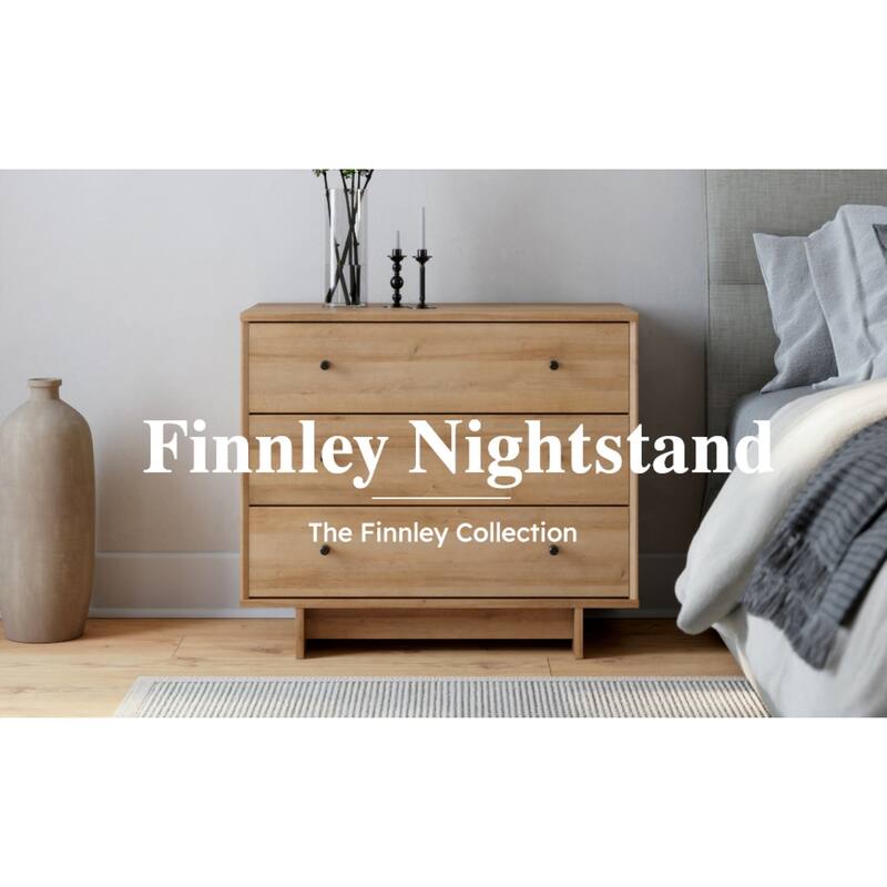 Prepac Finnley 3-Drawer 31" W Nightstand, Extra-Wide Bedside Table with Storage, Modern End Table for Home, Bedroom, Living Room