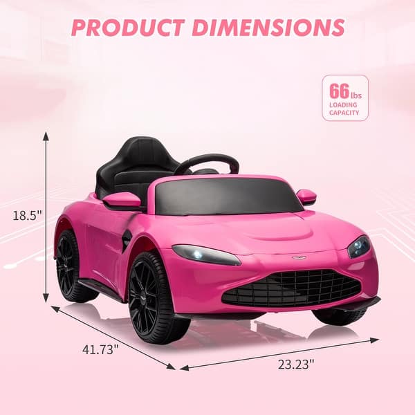 dimension image slide 3 of 5, 12V Ride on Sports Car for Kids Licensed Aston Martin Battery Powered Car