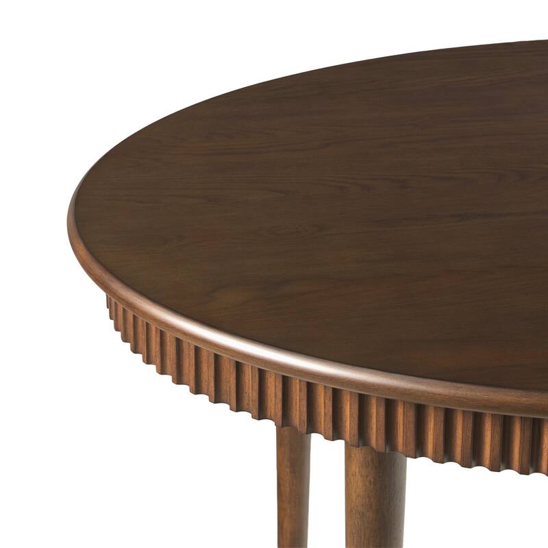 Walker Edison Modern Fluted Oak Wood Veneer Oval Dining Table for 4