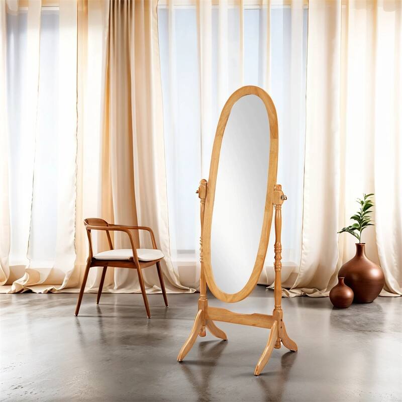 Traditional Queen Anna Style Wood Floor Cheval Mirror