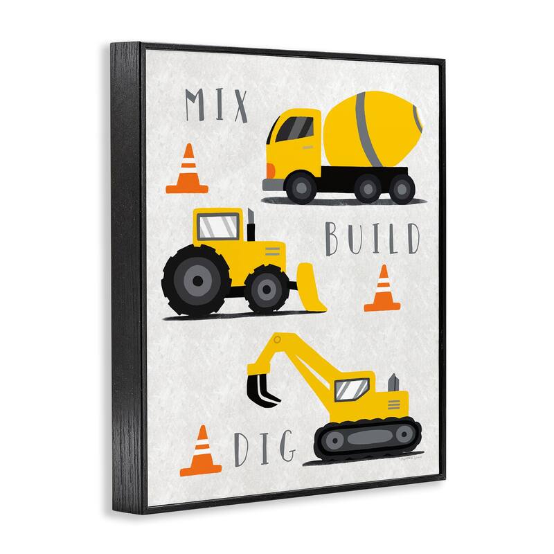 Stupell Mix Build Dig Trucks Framed Giclee Art Design By Elizabeth Tyndall