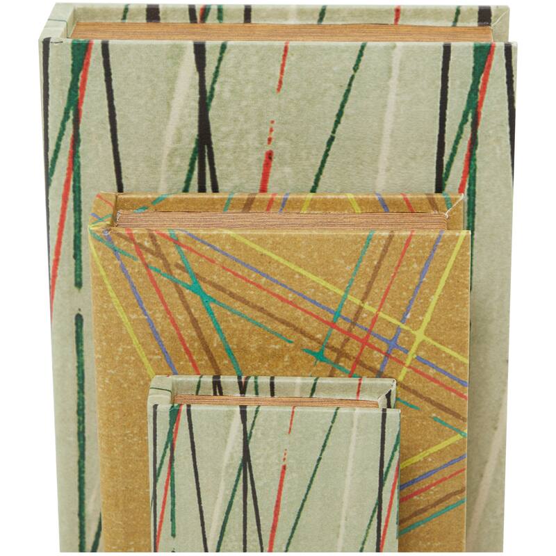 Burlap Leather Canvas Book Box Various Designs (Set of 3)